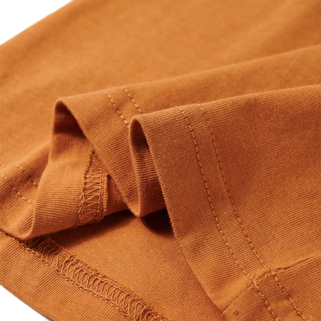 Tricou pentru copii cu mâneci lungi, ocru închis, 128 GartenMobel Dekor