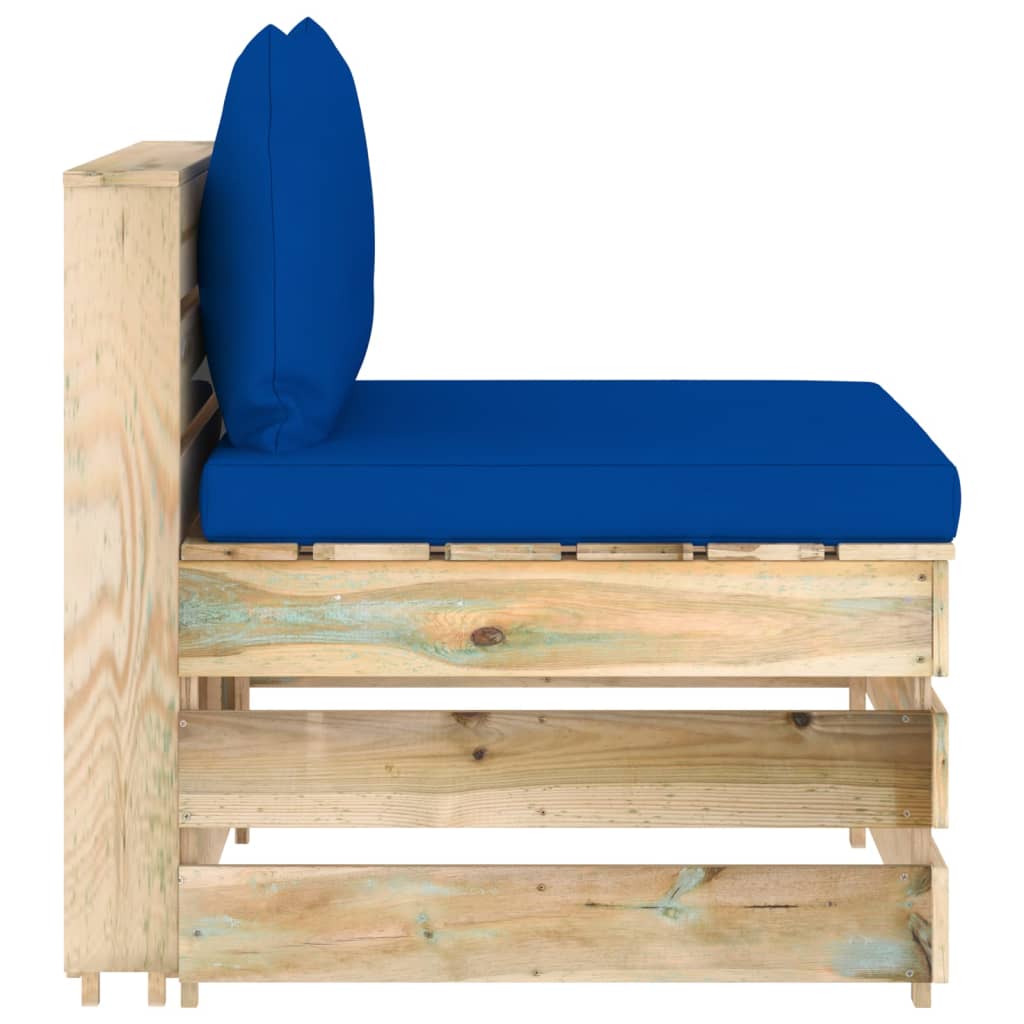 Canapea de mijloc modulară cu perne, lemn verde tratat GartenMobel Dekor