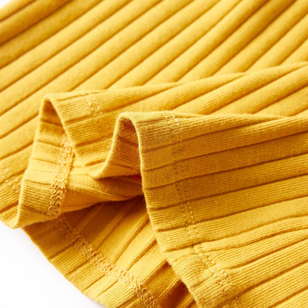 Tricou de copii cu mâneci lungi, tricot cu nervuri, ocru închis, 140 GartenMobel Dekor