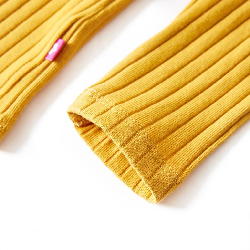 Tricou de copii cu mâneci lungi, tricot cu nervuri, ocru închis, 140 GartenMobel Dekor