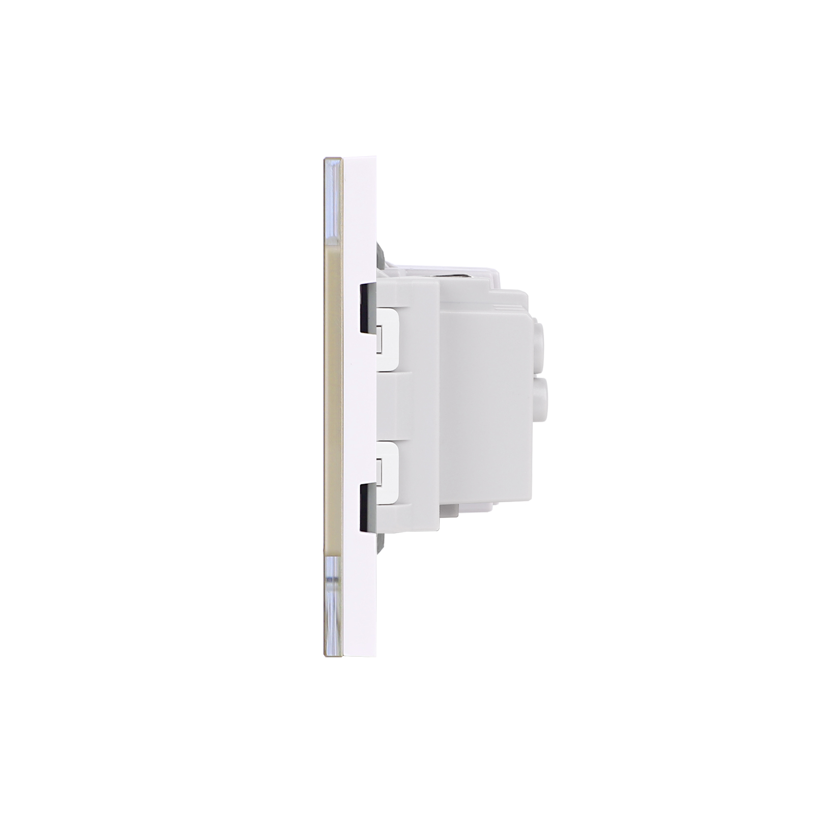 Intrerupator Dublu Cap Scara + Priza Ingusta + Priza Schuko cu Rama din Sticla LUXION, Standard Italian, 4M SmartElectro IntelligentHouse