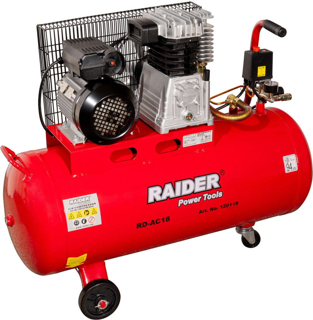 Compresor aer pe curea 100l 2.2kW 320l/min 2pistoane RD-AC18 Raider Power Tools 120118 HardWork ToolsRange