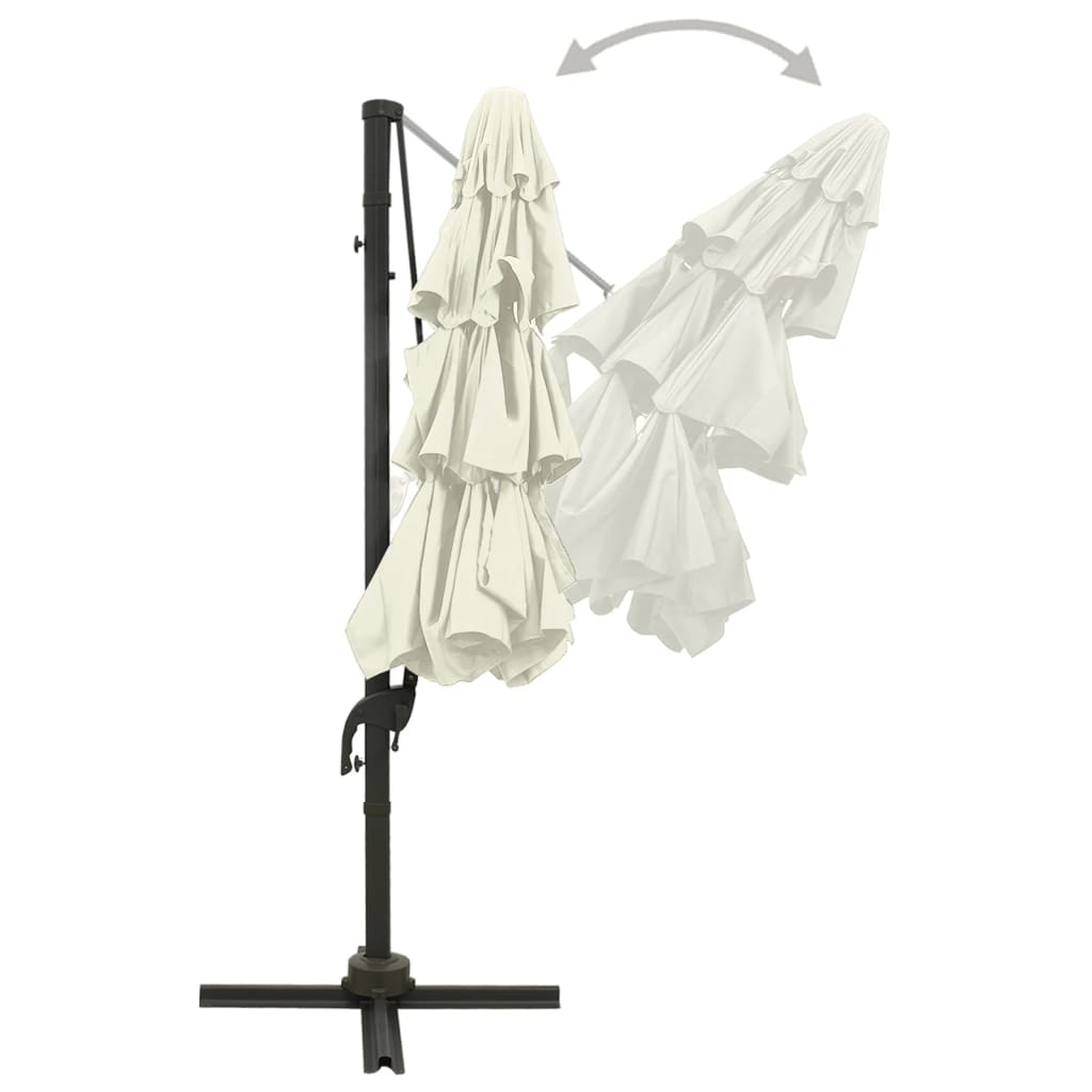 Umbrelă de soare 4 niveluri, stâlp de aluminiu, nisipiu, 3x3 m GartenMobel Dekor