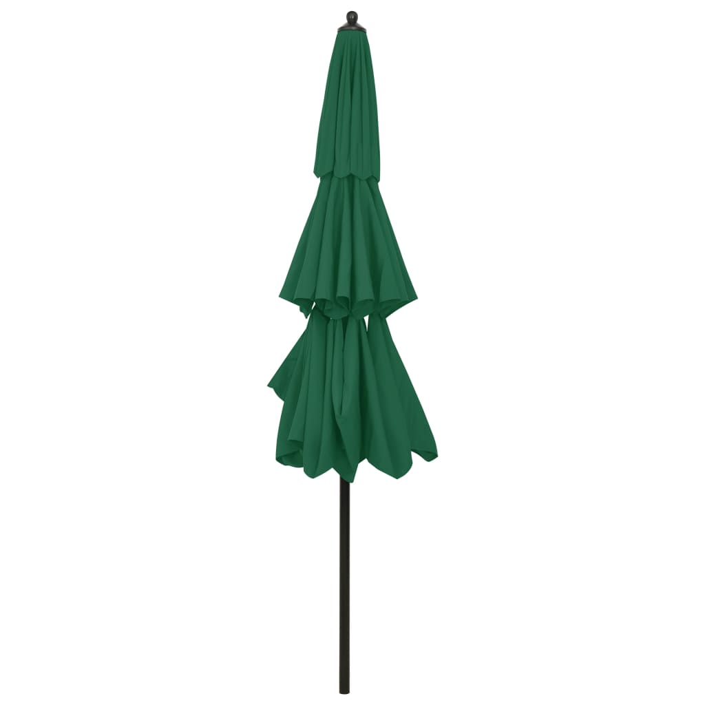 Umbrelă de grădină cu 3 niveluri, stâlp aluminiu, verde, 3 m GartenMobel Dekor
