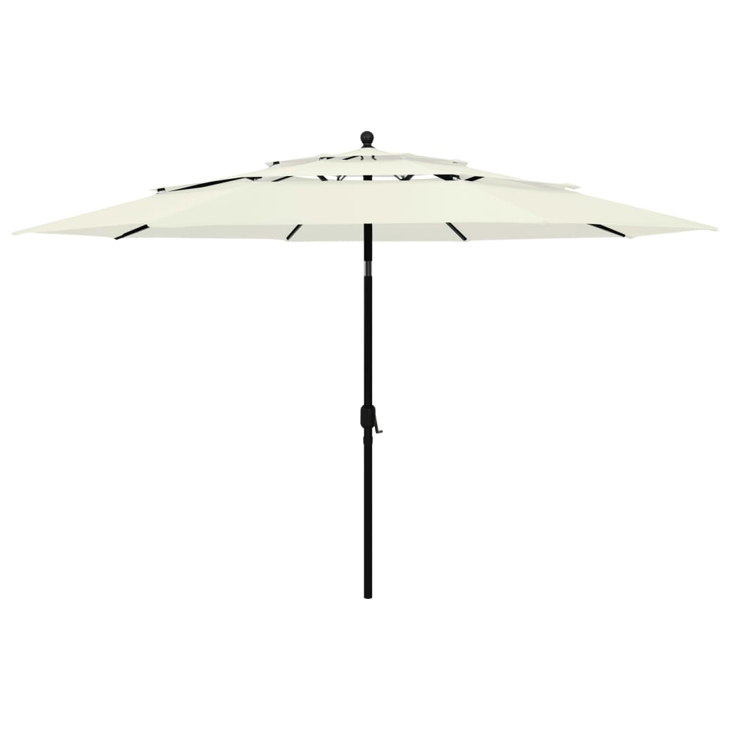 Umbrelă grădină cu 3 niveluri, stâlp aluminiu, nisipiu, 3,5 m GartenMobel Dekor