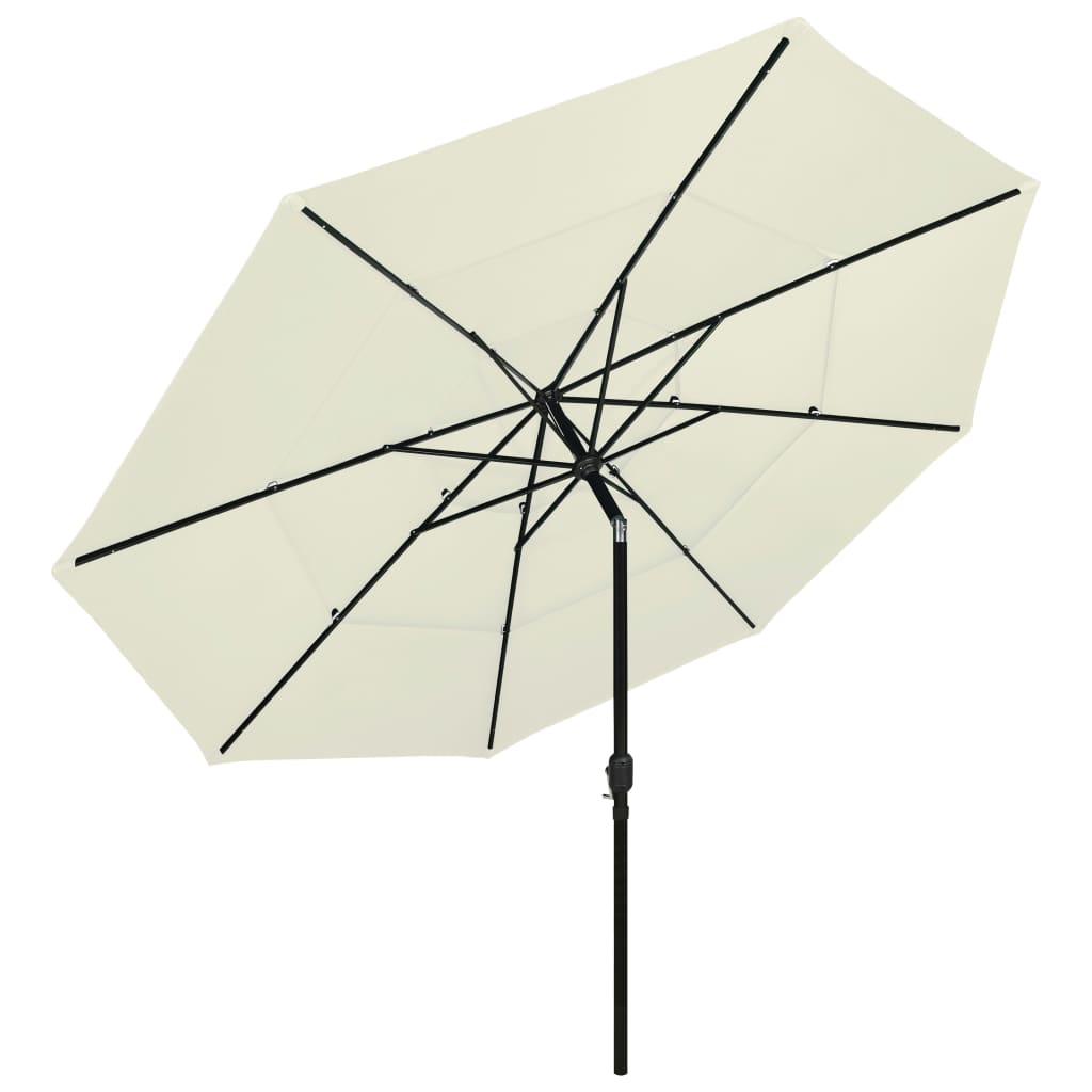 Umbrelă grădină cu 3 niveluri, stâlp aluminiu, nisipiu, 3,5 m GartenMobel Dekor