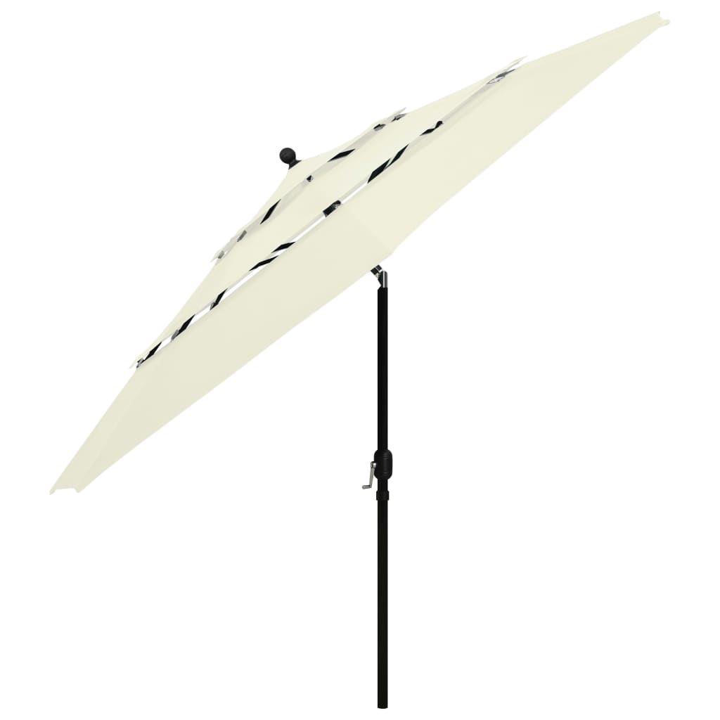 Umbrelă grădină cu 3 niveluri, stâlp aluminiu, nisipiu, 3,5 m GartenMobel Dekor