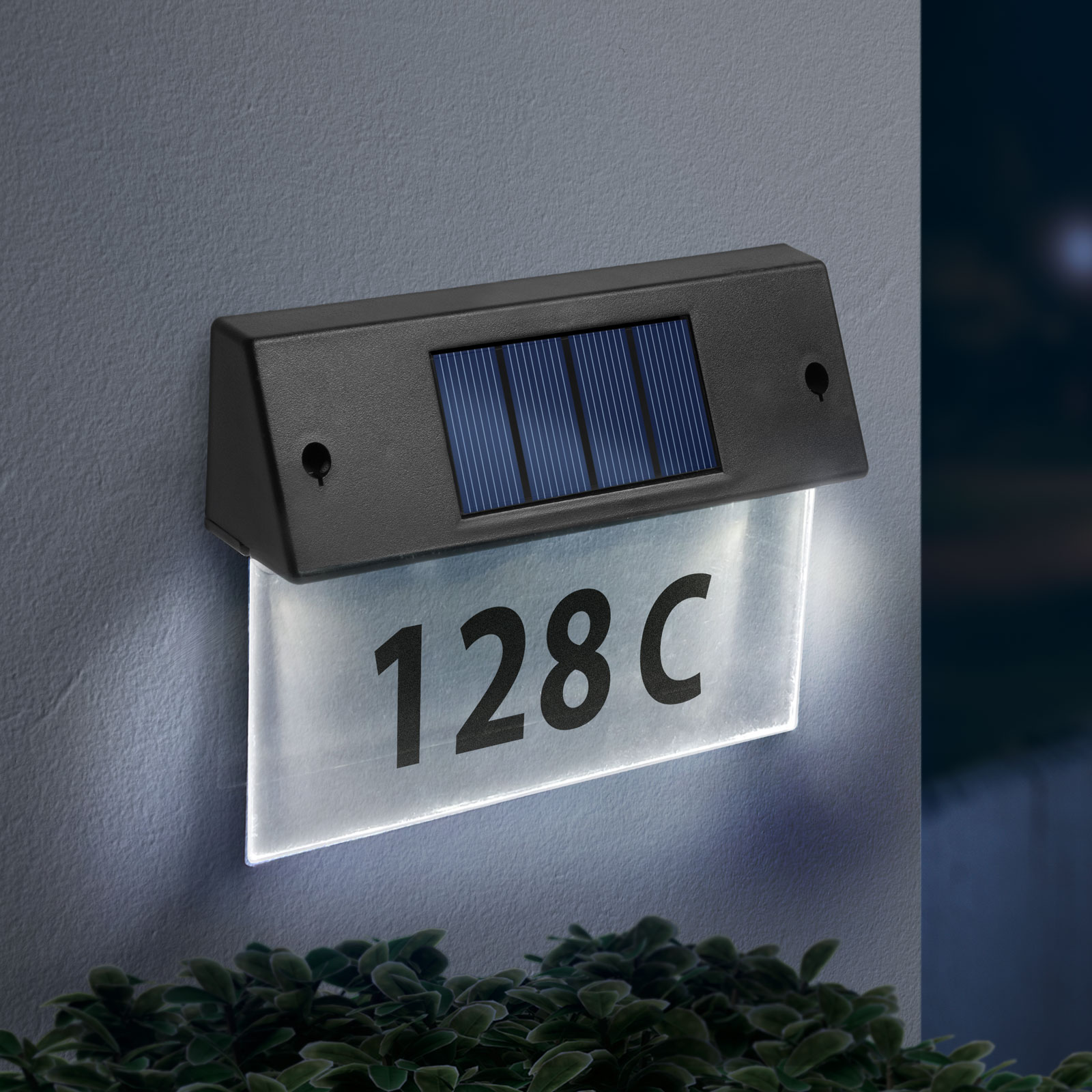 Numar de Casa cu Iluminare LED Lampa Solara cu Plexiglas Transparent, Cifre si Litere Incluse