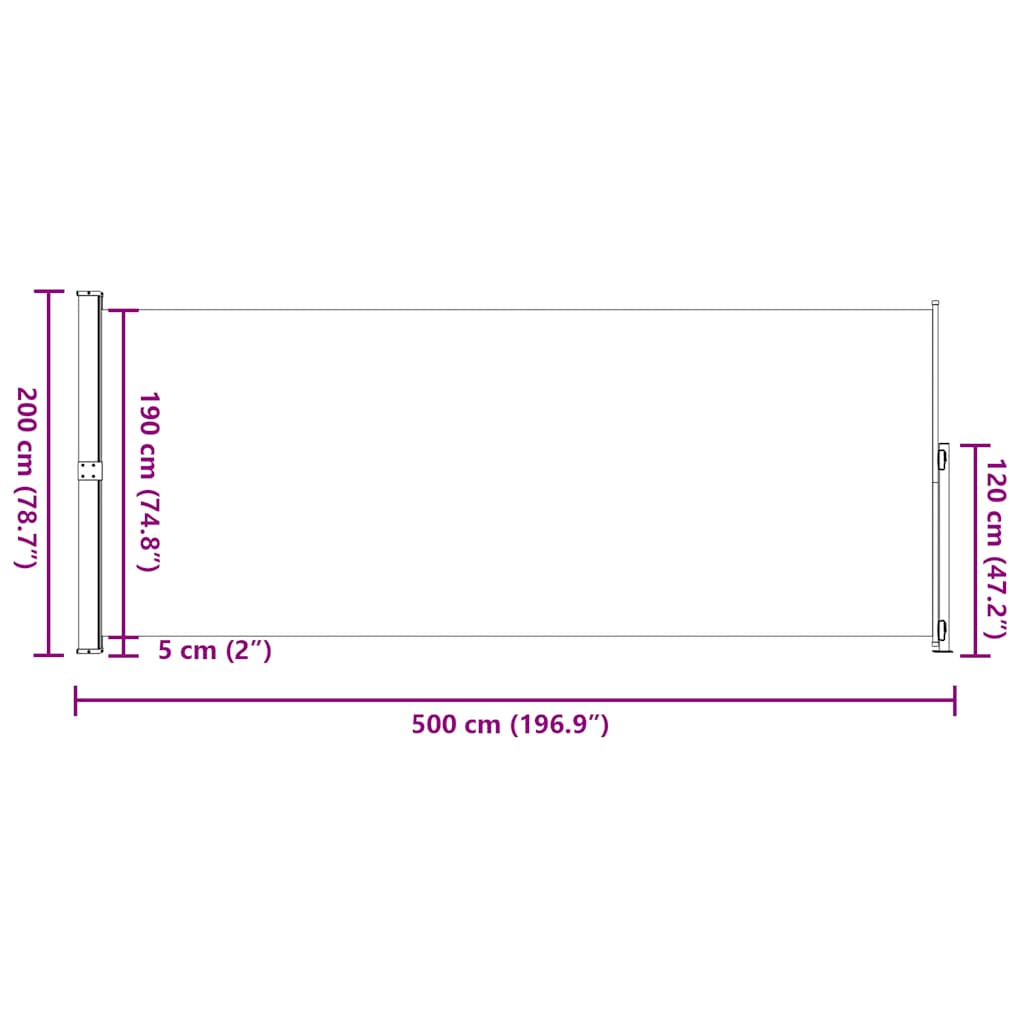 Copertină laterală retractabilă de terasă, negru, 200 x 500 cm GartenMobel Dekor