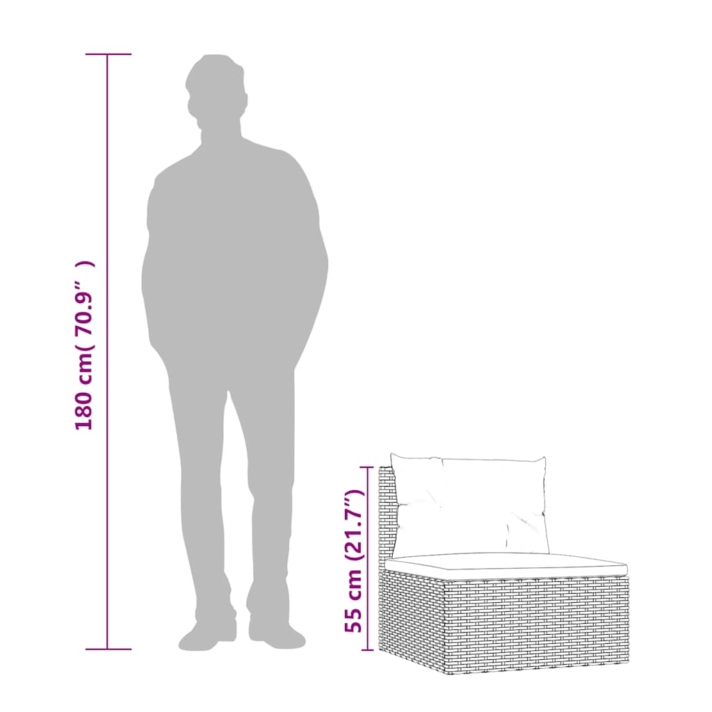 Canapea de mijloc cu pernă de grădină, negru, poliratan GartenMobel Dekor