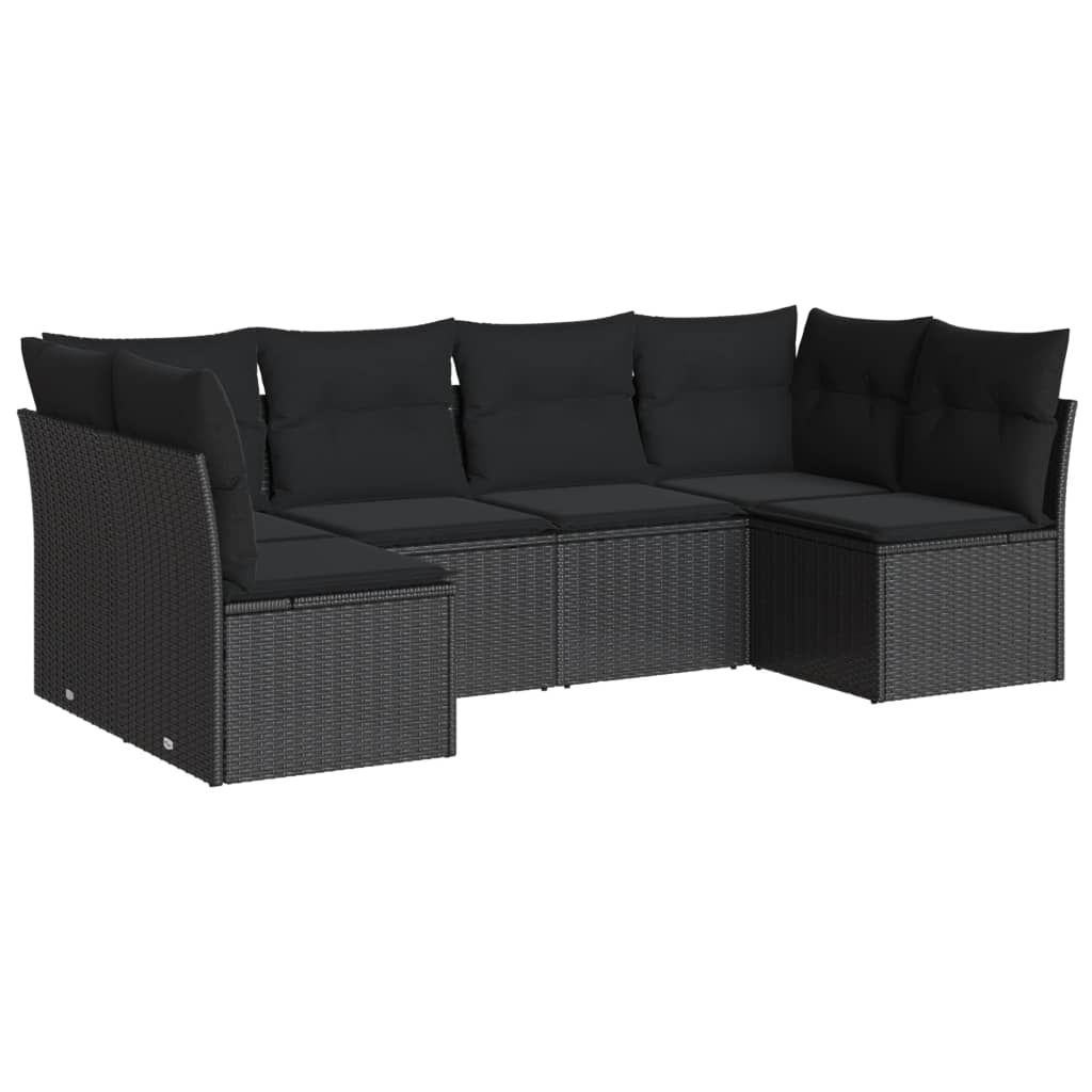 Set mobilier de grădină cu perne, 6 piese, negru, poliratan GartenMobel Dekor