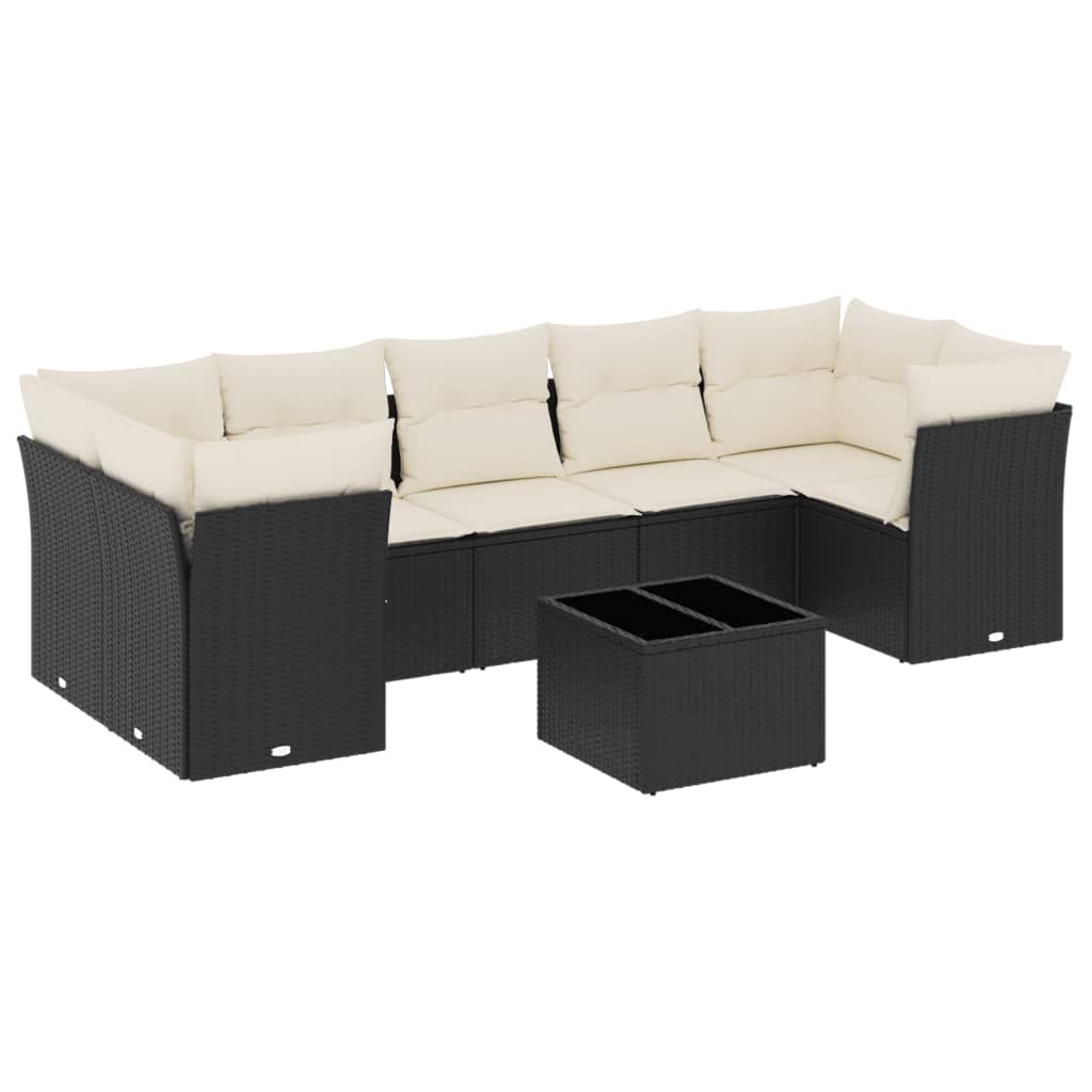 Set mobilier de grădină cu perne, 8 piese, negru, poliratan GartenMobel Dekor