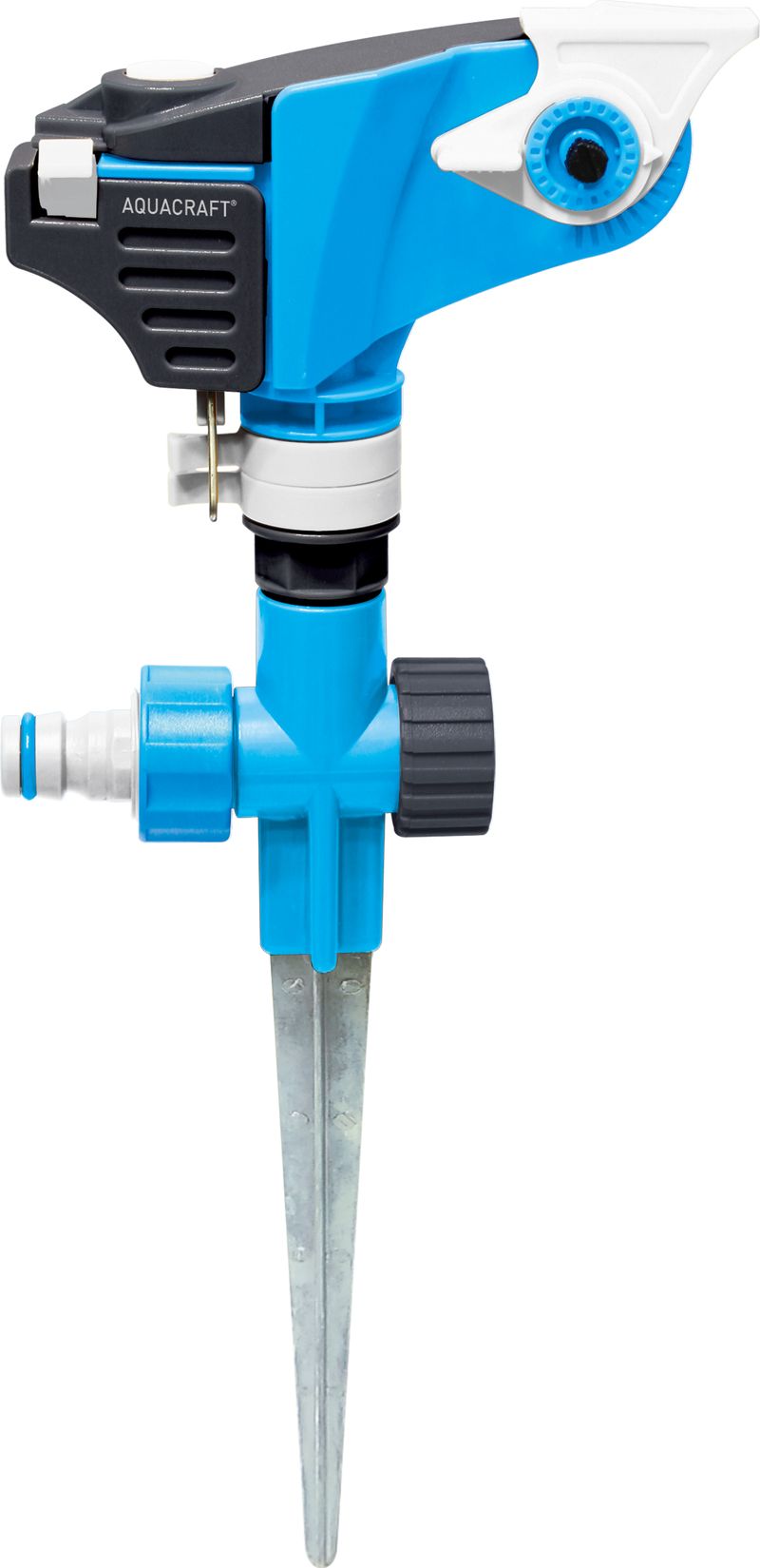 Aspersor rotativ Aquacraft 260220, cu impuls și țeapă din aluminiu