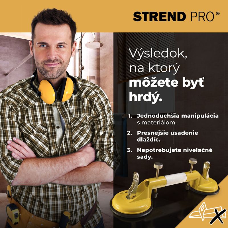 Ventuză dublă Strend Pro pentru sticlă și plăci, nivelare, 80 kg