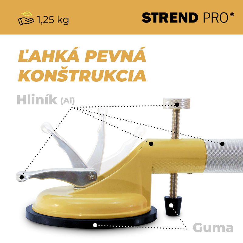Ventuză dublă Strend Pro pentru sticlă și plăci, nivelare, 80 kg