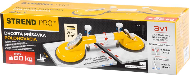 Ventuză dublă Strend Pro pentru sticlă și plăci, nivelare, 80 kg