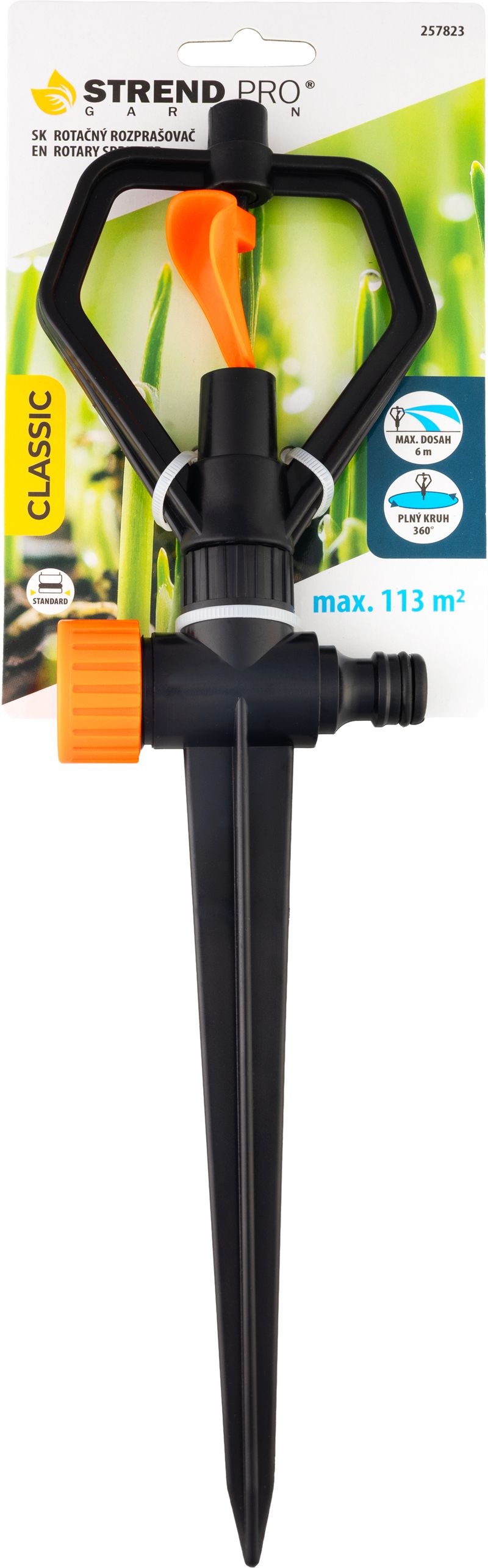 Aspersor rotativ 360° Strend Pro cu țepuș, model fluture, rază 6 m