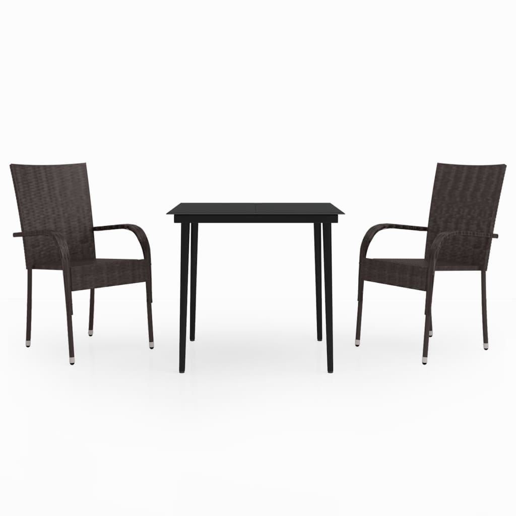 Set mobilier de grădină, 3 piese, maro și negru GartenMobel Dekor