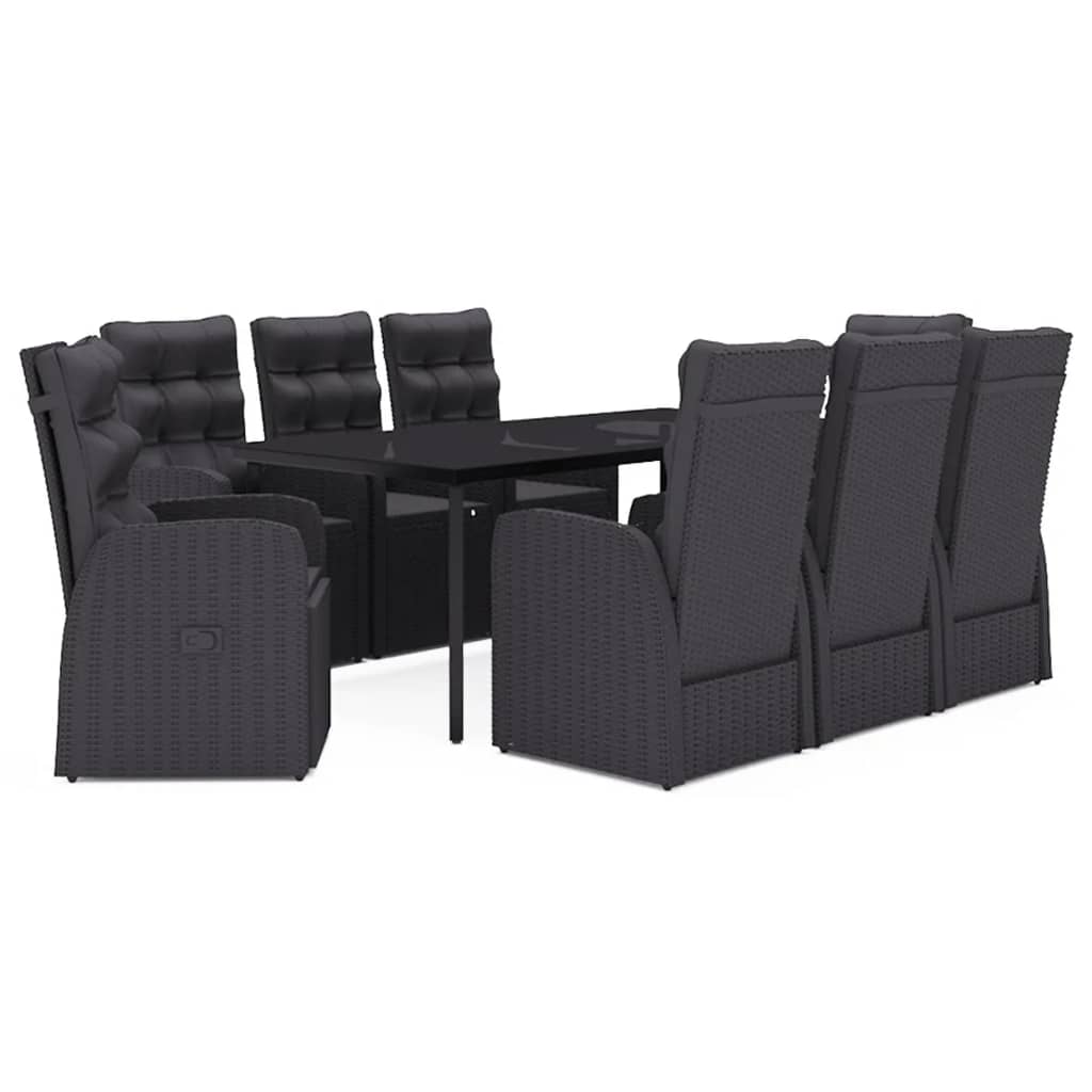 Set mobilier de grădină cu perne, 9 piese, negru GartenMobel Dekor
