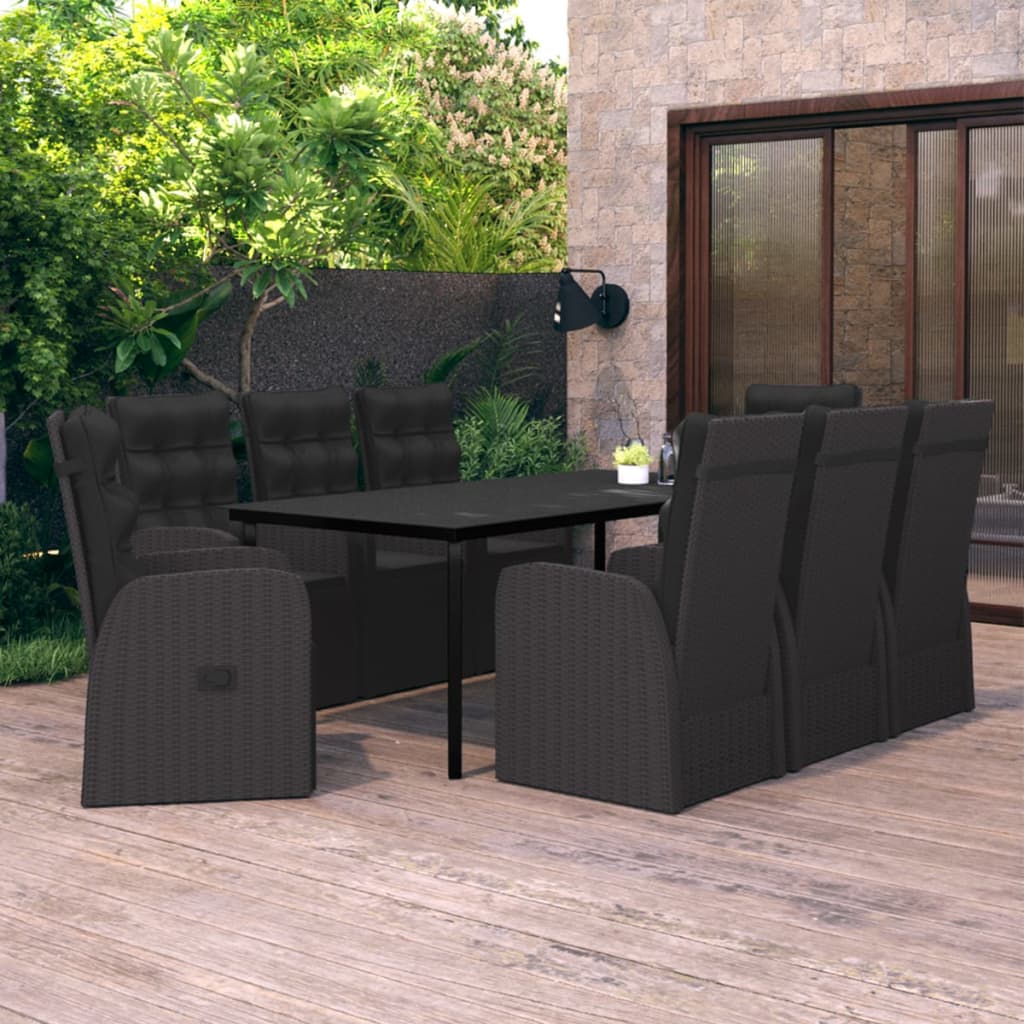 Set mobilier de grădină cu perne, 9 piese, negru GartenMobel Dekor
