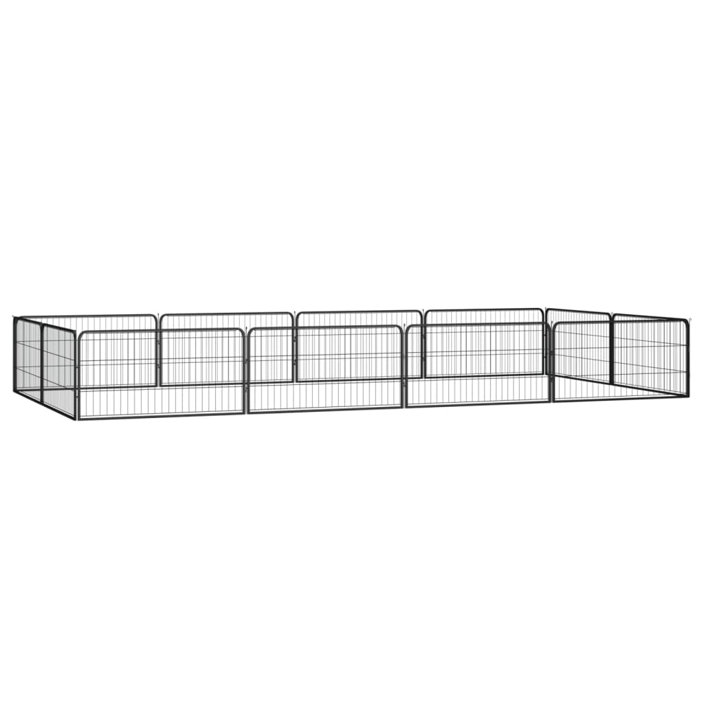 Țarc câini 12 panouri negru 100x50 cm oțel vopsit electrostatic GartenMobel Dekor
