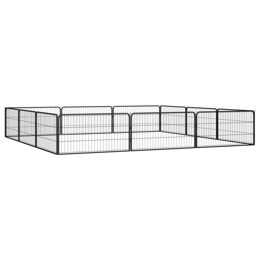 Țarc câini 12 panouri negru 100x50 cm oțel vopsit electrostatic GartenMobel Dekor