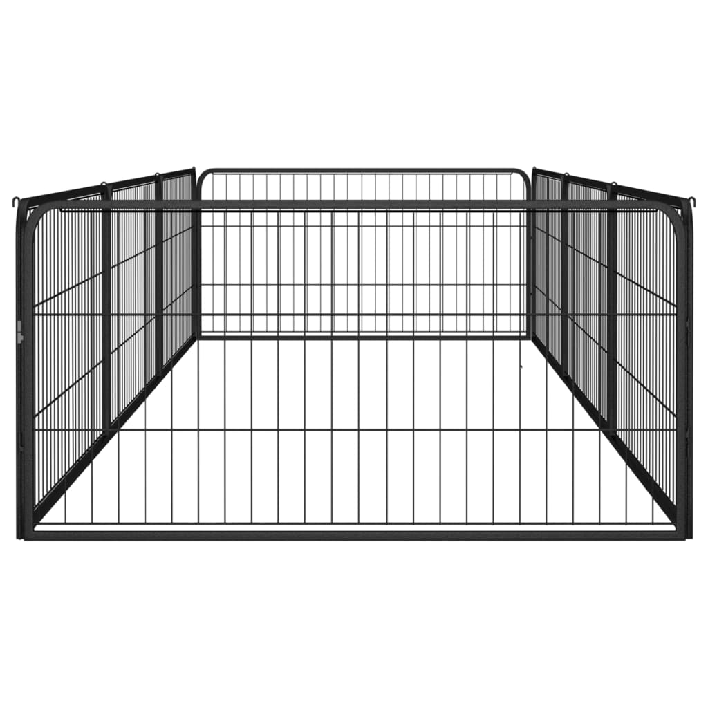 Țarc câini 8 panouri negru 100x50 cm, oțel vopsit electrostatic GartenMobel Dekor