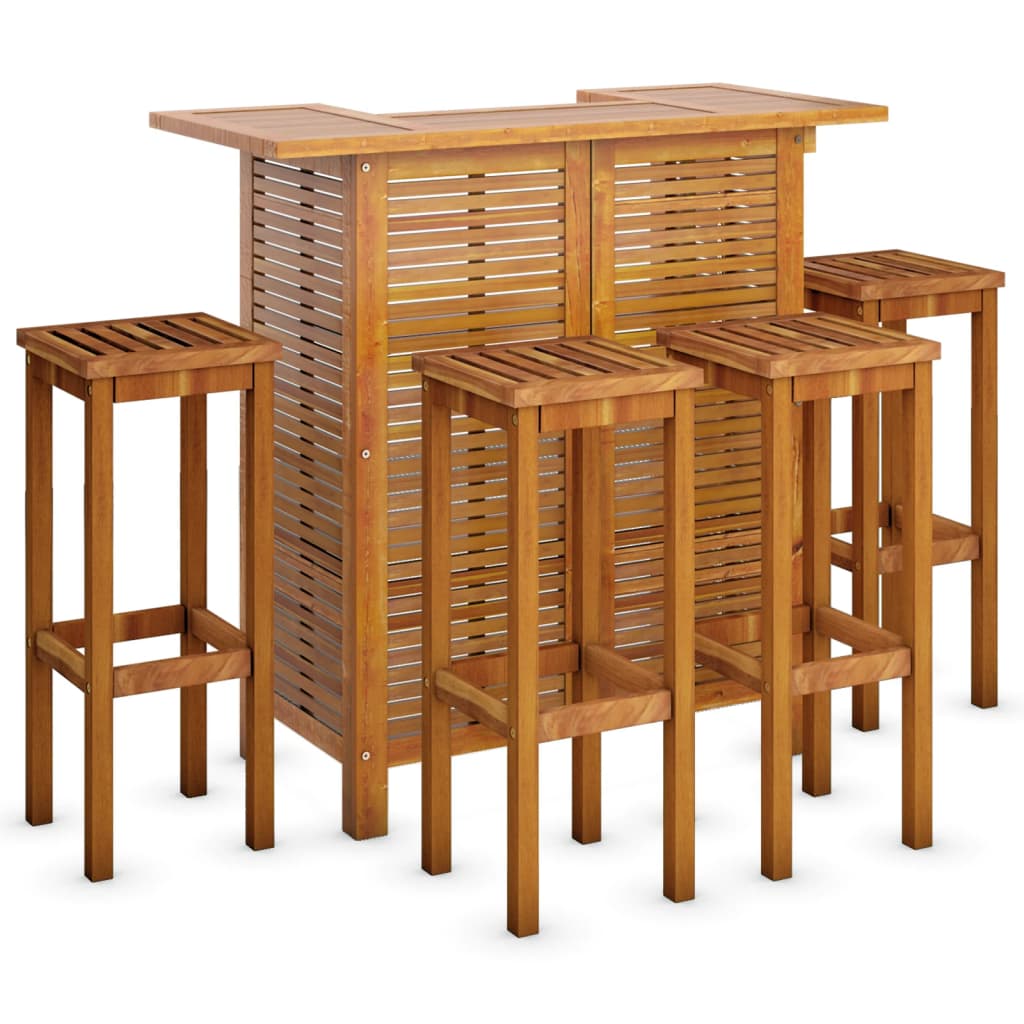 Set mobilier de bar de grădină, 5 piese, lemn masiv de acacia GartenMobel Dekor