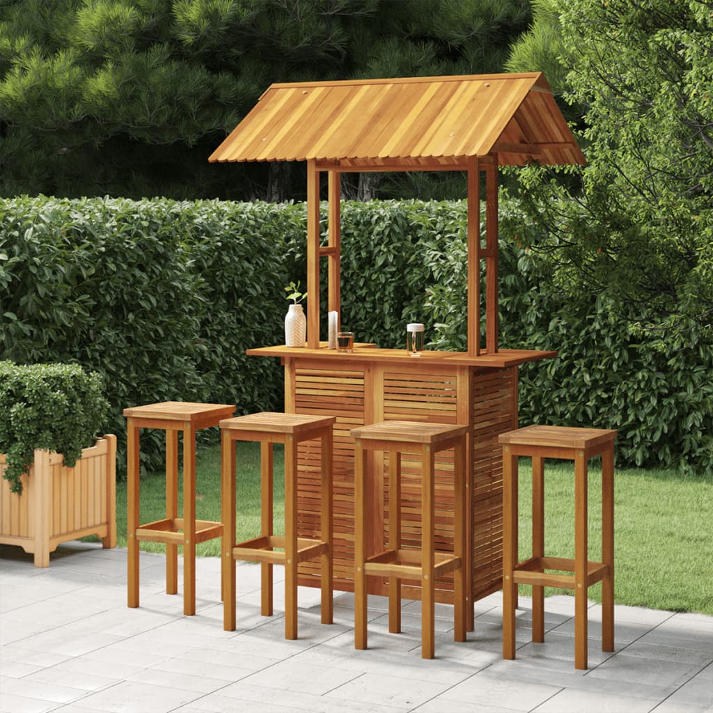 Set mobilier de bar de grădină, 5 piese, lemn masiv de acacia GartenMobel Dekor