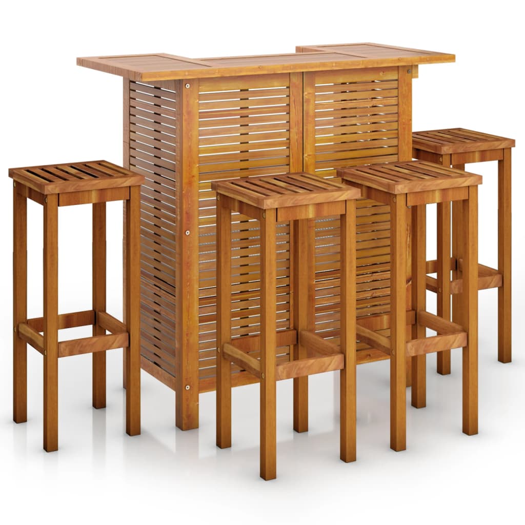 Set mobilier de bar de grădină, 5 piese, lemn masiv de acacia GartenMobel Dekor