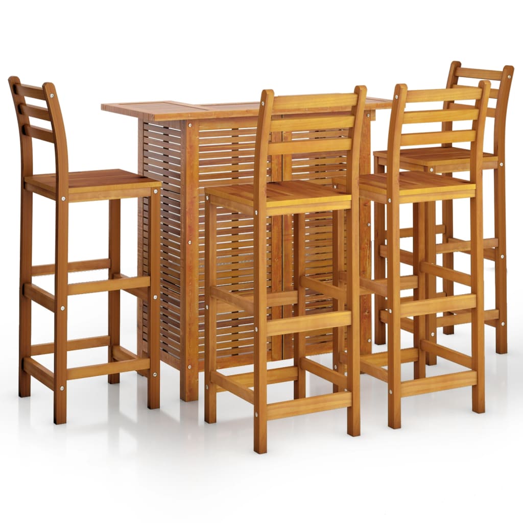 Set mobilier de bar de grădină, 5 piese, lemn masiv de acacia GartenMobel Dekor