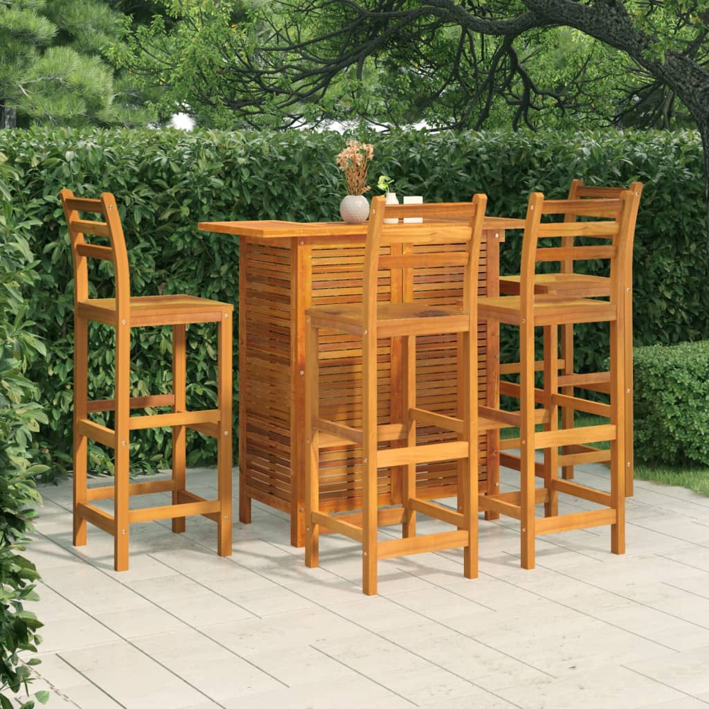Set mobilier de bar de grădină, 5 piese, lemn masiv de acacia GartenMobel Dekor