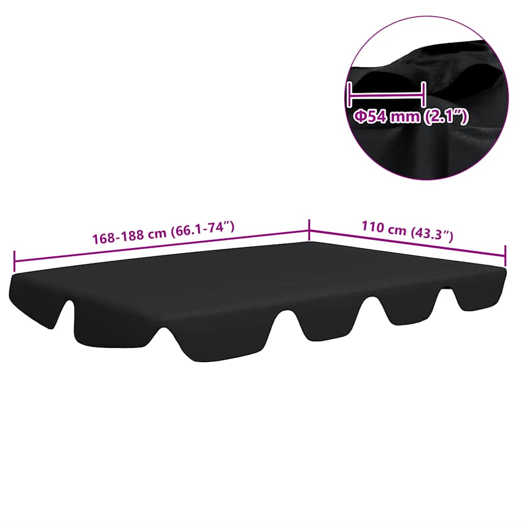 Copertină de rezervă leagăn grădină, negru, 188/168x145/110cm GartenMobel Dekor