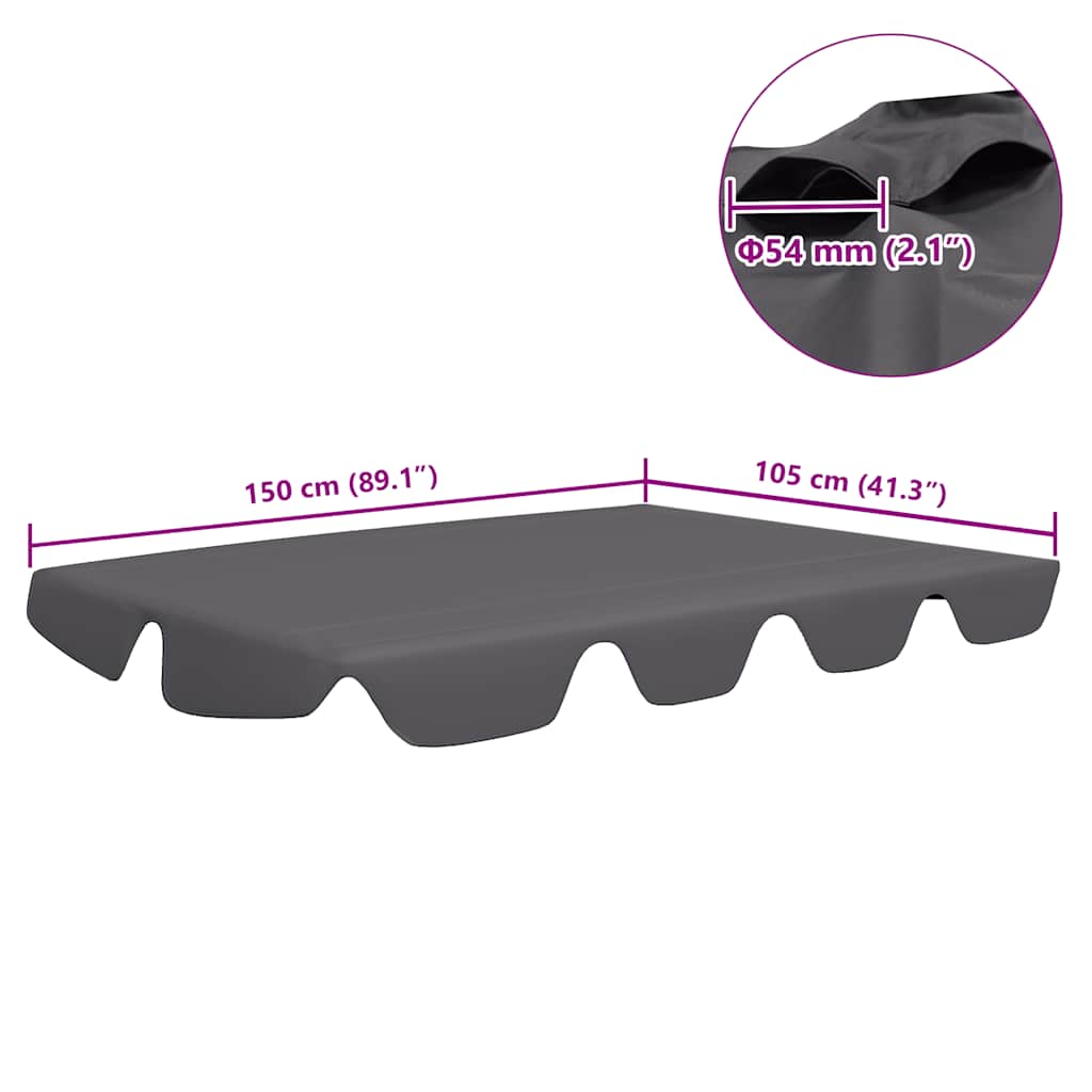 Copertină de rezervă leagăn grădină, antracit, 150/130x105/70cm GartenMobel Dekor