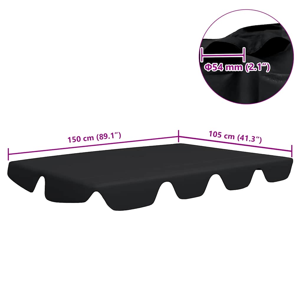 Copertină de rezervă leagăn grădină, negru, 150/130x105/70 cm GartenMobel Dekor