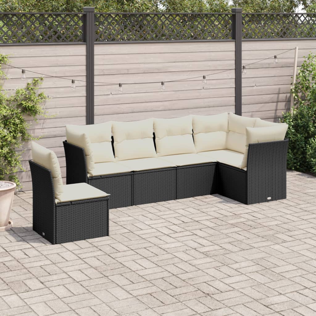 Set mobilier de grădină cu perne, 6 piese, negru, poliratan GartenMobel Dekor