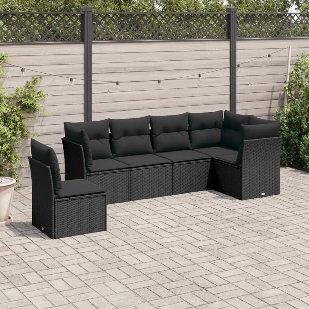 Set mobilier de grădină cu perne, 6 piese, negru, poliratan GartenMobel Dekor