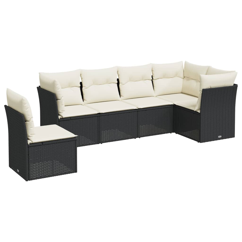 Set mobilier de grădină cu perne, 6 piese, negru, poliratan GartenMobel Dekor