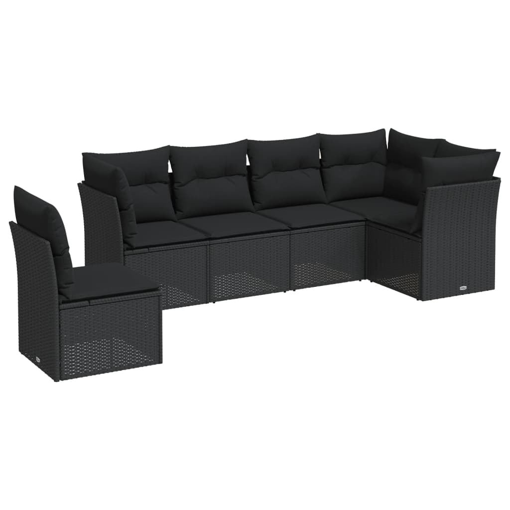 Set mobilier de grădină cu perne, 6 piese, negru, poliratan GartenMobel Dekor