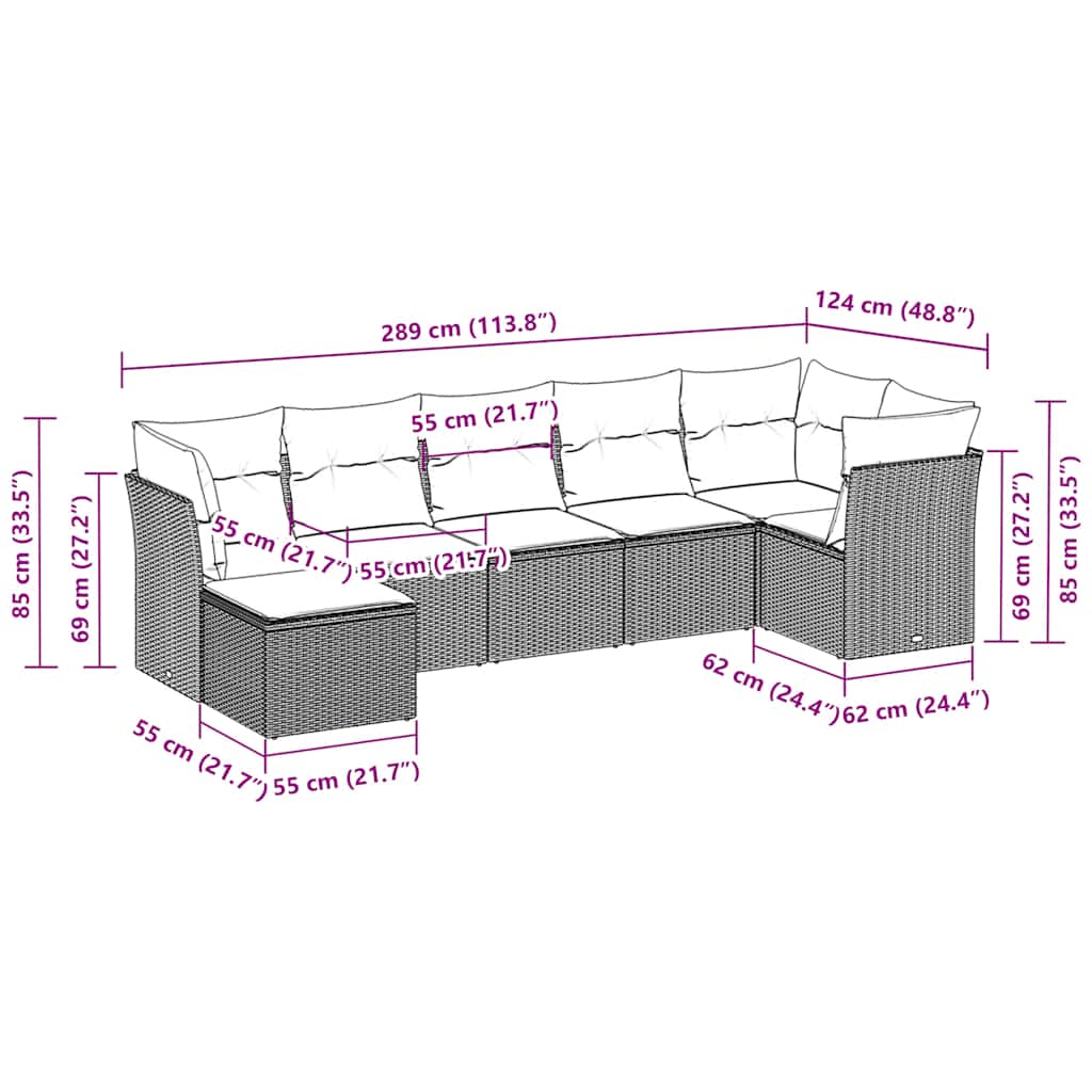 Set canapele de grădină cu perne, 7piese gri deschis poliratan GartenMobel Dekor