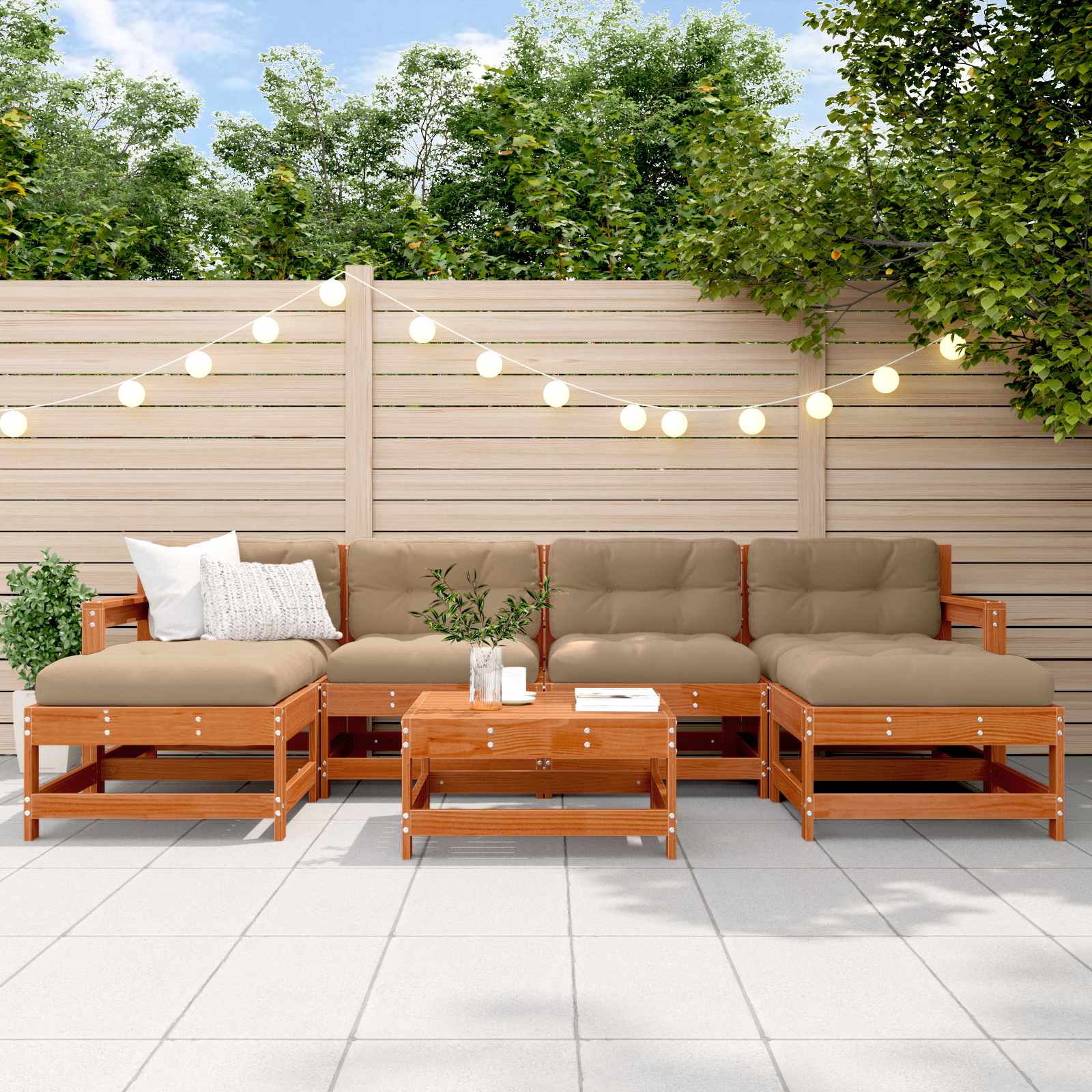 Set de lounge pentru grădină 7 pcs Maro Ceară Lemn masiv de pin GartenMobel Dekor
