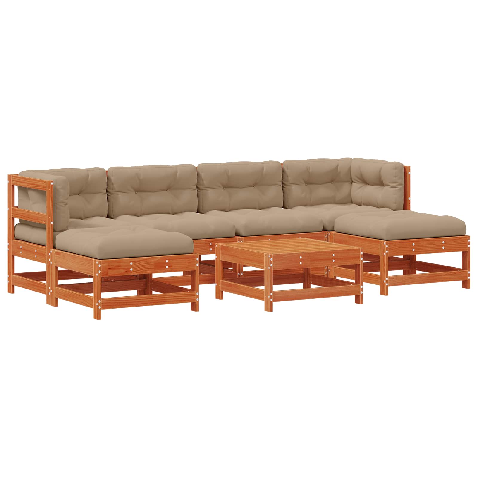 Set de lounge pentru grădină 7 pcs Maro Ceară Lemn masiv de pin GartenMobel Dekor