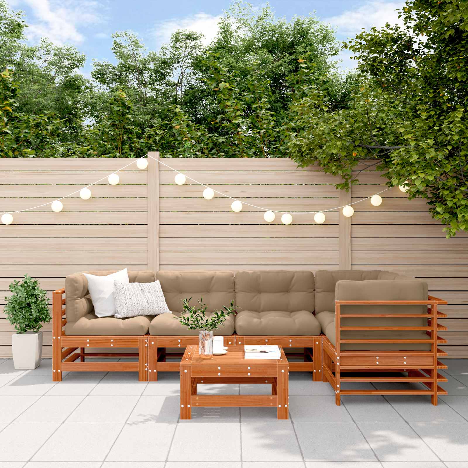 Set de lounge pentru grădină 6 pcs Maro Ceară Lemn masiv de pin GartenMobel Dekor