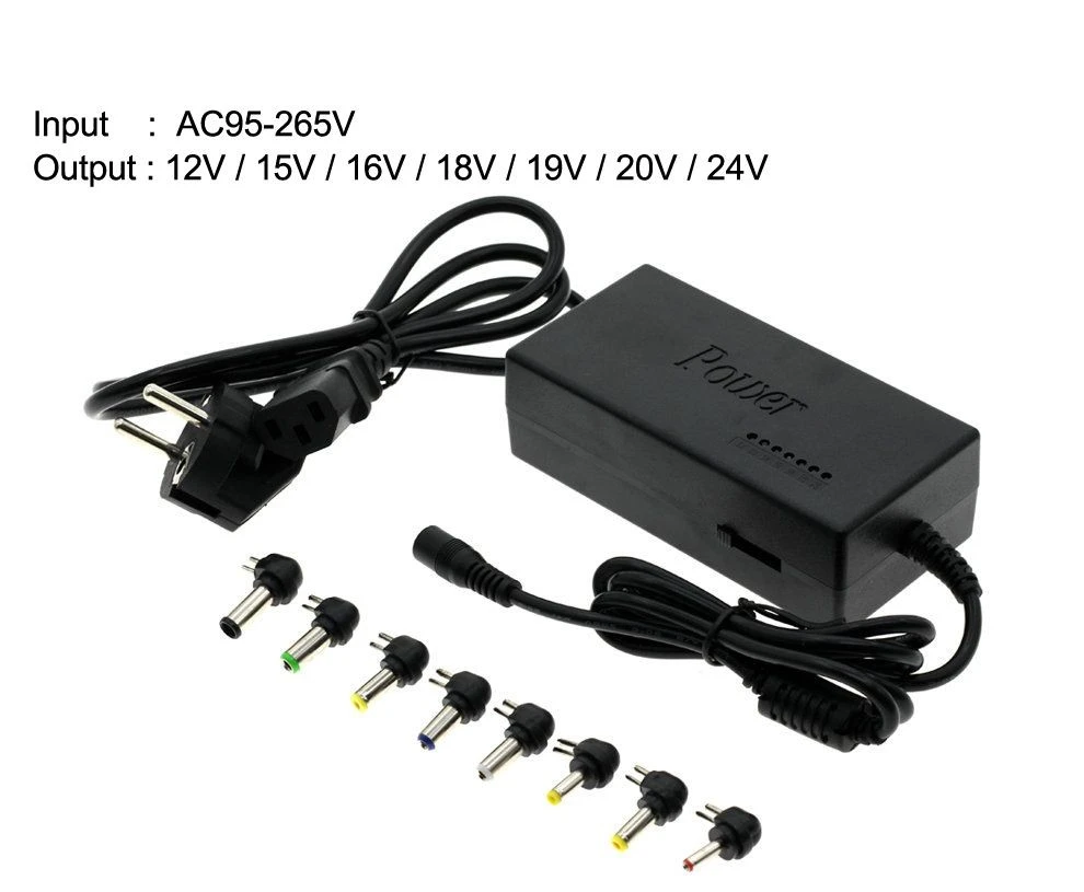 Încărcător universal pentru laptop 120W, 12–24V, cu 8 conectori, la priză
