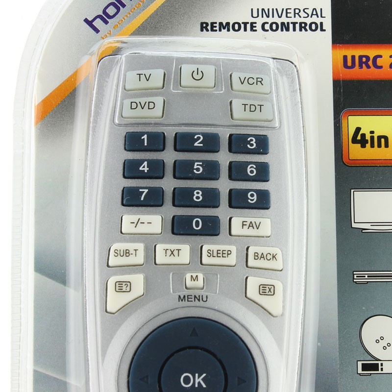 Telecomandă universală 4 în 1 pentru TV, SAT, DVD și VCR, Home URC 22, gri
