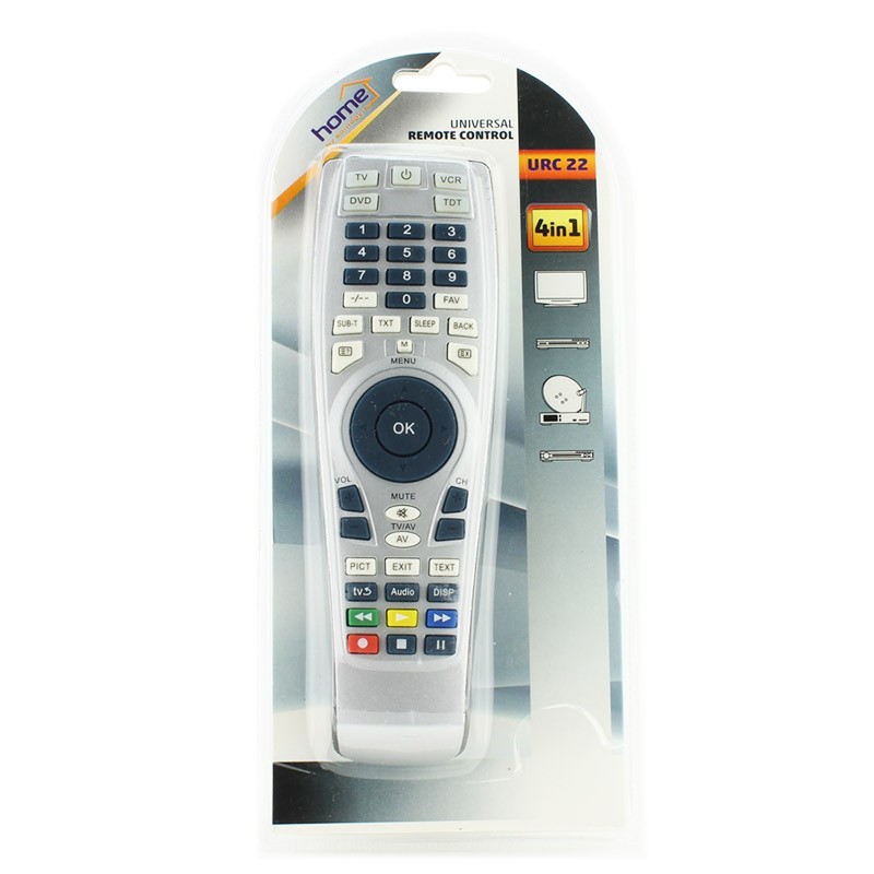 Telecomandă universală 4 în 1 pentru TV, SAT, DVD și VCR, Home URC 22, gri