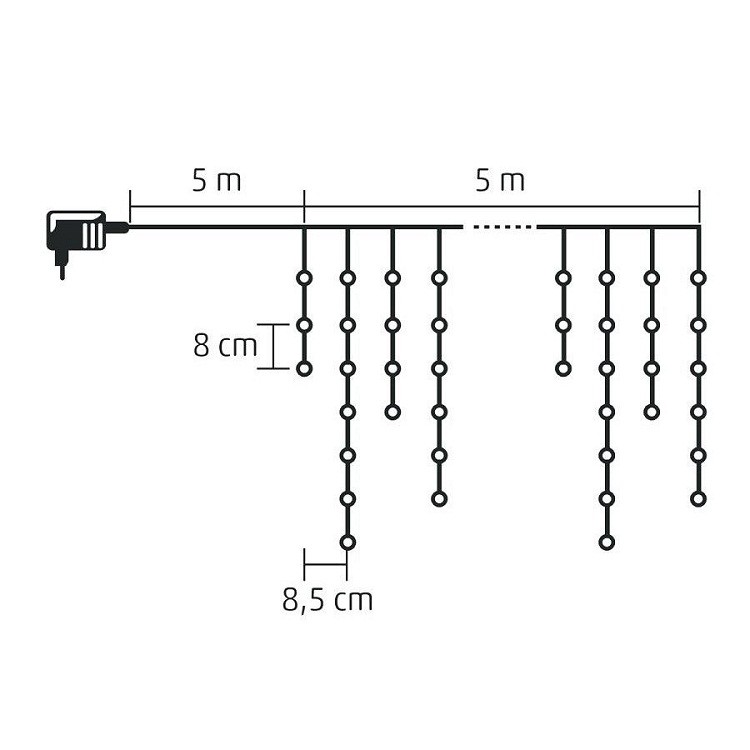 Ghirlandă decorativă luminoasă „Flori de gheață”, 5 m, 300 LED, pentru exterior