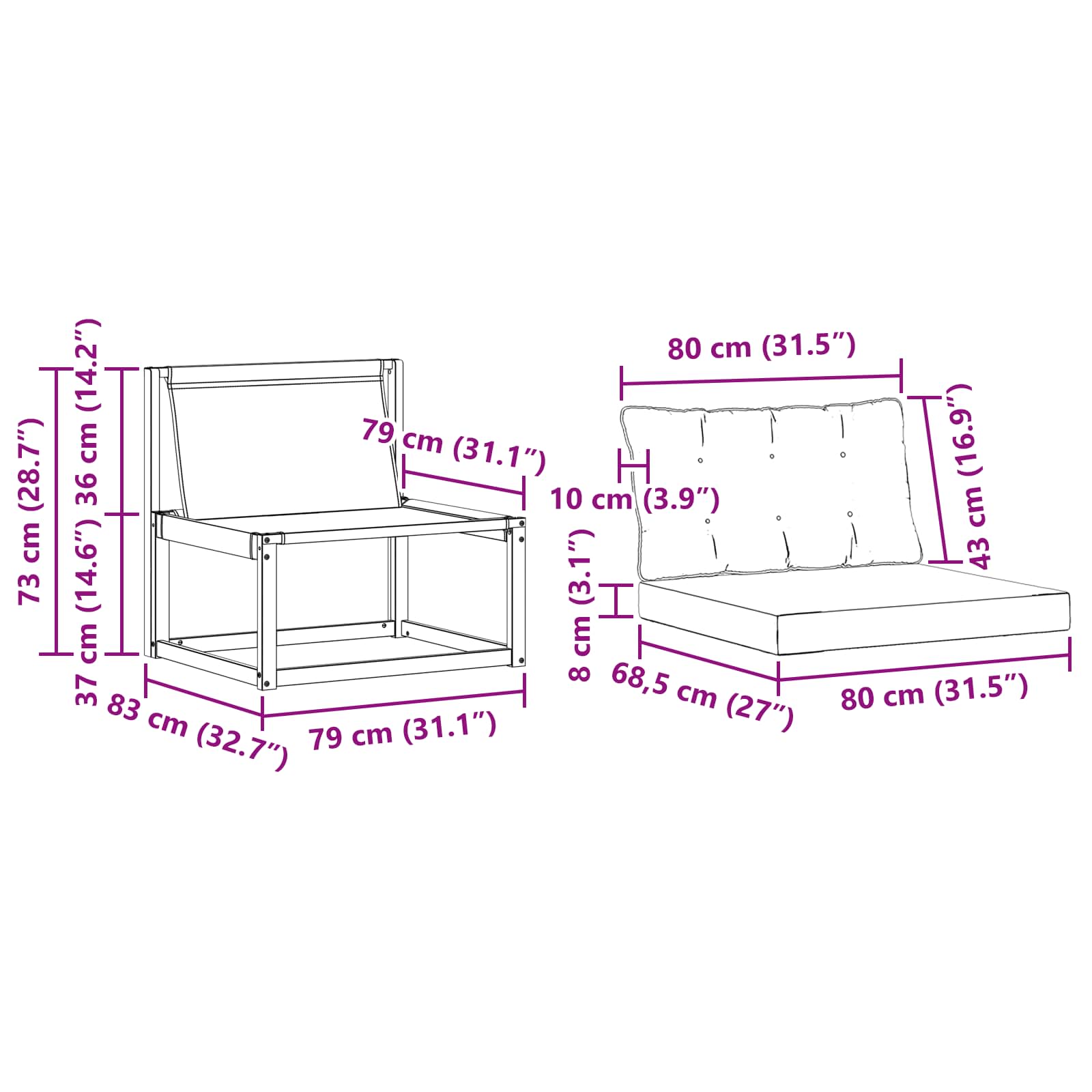 Set de canapele de exterior Lemn solid de Acacia și Textilene GartenMobel Dekor