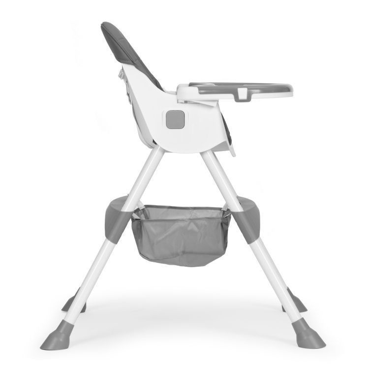 Scaun de masă Homelux pliabil pentru copii, tavă dublă și coș, gri