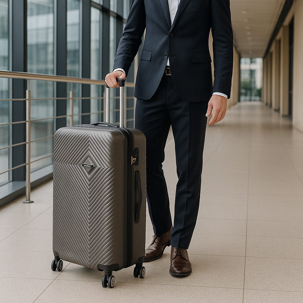 Set 3 piese valize Leziter TraveLux Pro XIII, ABS, aur roz